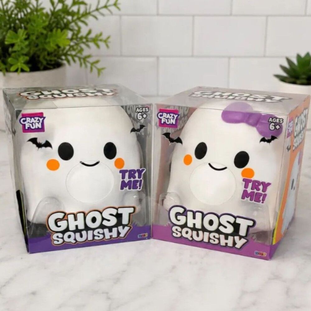 Crazy Fun Ghost Squishy Plush - White with Orange Cheeks bundle